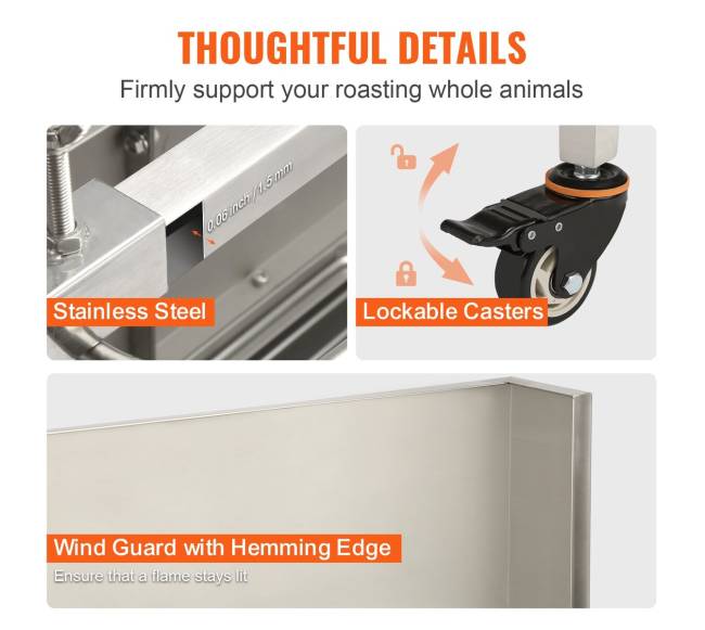 Grilis su fiksačiais ratais ir nerūdijančio plieno šakute4