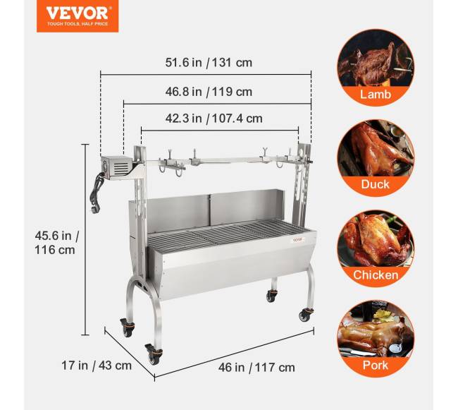 Grilis su fiksačiais ratais ir nerūdijančio plieno šakute6