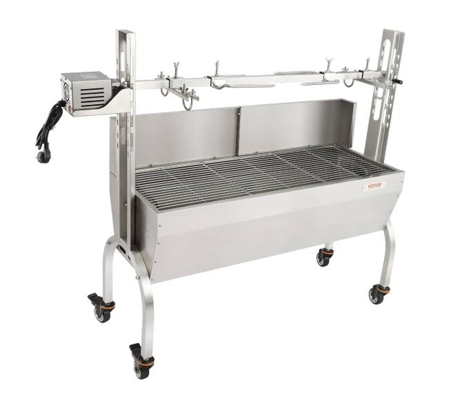 Grilis su fiksačiais ratais ir nerūdijančio plieno šakute10