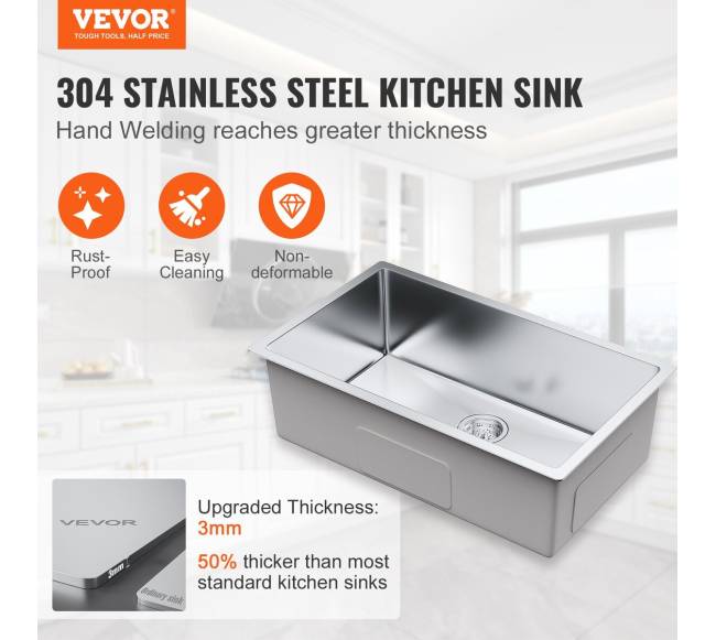 30 inčų nerūdijančio plieno virtuvės kriauklė1