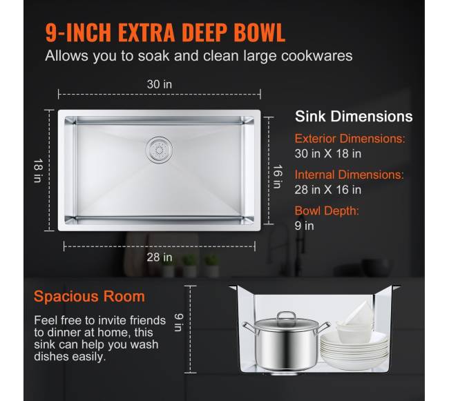 30 inčų nerūdijančio plieno virtuvės kriauklė2