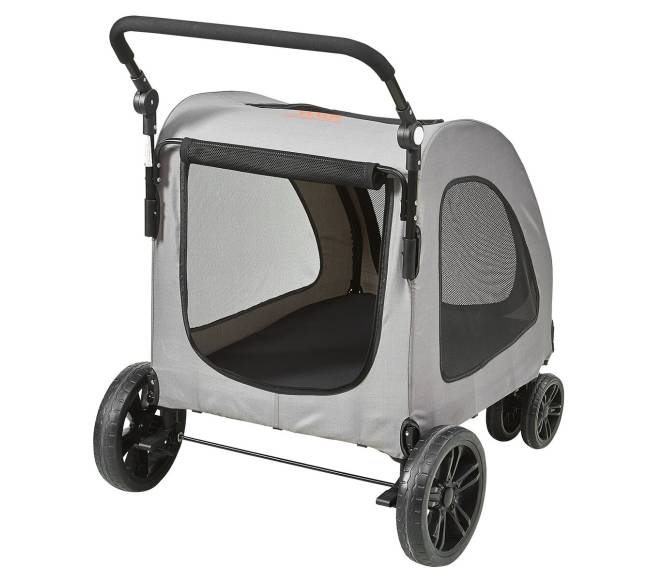 Šunų vežimėlis su 4 ratais ir stabdžiais0