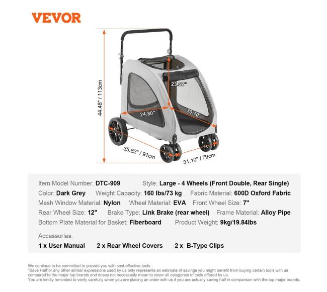 Šunų vežimėlis su 4 ratais ir stabdžiais6