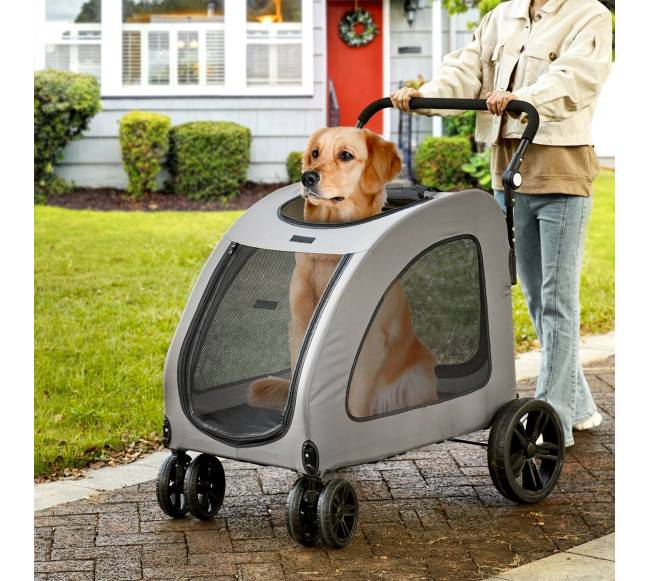 Šunų vežimėlis su 4 ratais ir stabdžiais7