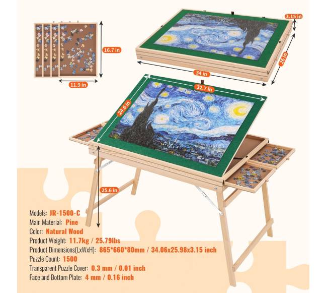 1500 dalių dėlionių stalas su stalčiais6