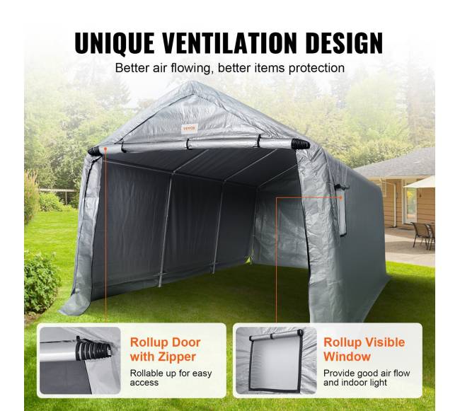 Nešiojamas garažo sandėliavimo tentas su užtrauktuku1