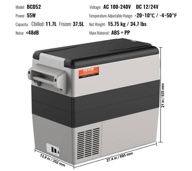 Automobilinis šaldytuvas 52 L, 12 V, dvizonalinis6