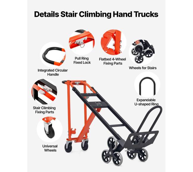 3 viename laiptų kopimo vežimėlis, 350 kg, sulankstomas4