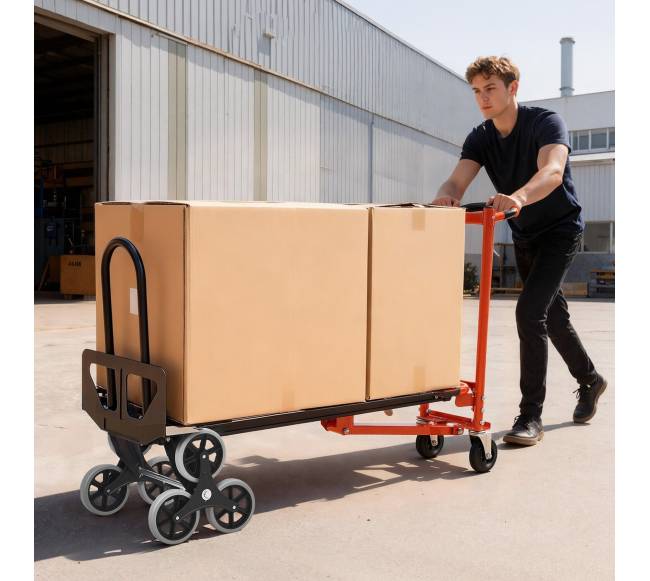 3 viename laiptų kopimo vežimėlis, 350 kg, sulankstomas7