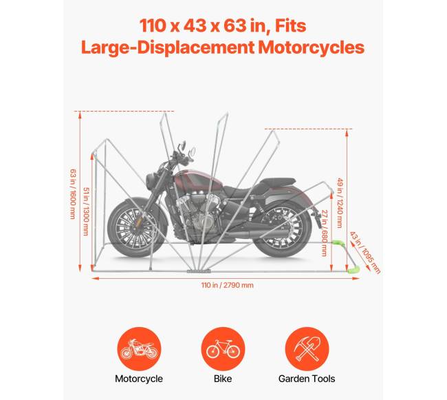 Motociklo saugojimo pastogė su užraktu, 600D oksfordinė danga1
