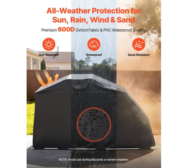 Motociklo saugojimo pastogė su užraktu, 600D oksfordinė danga2
