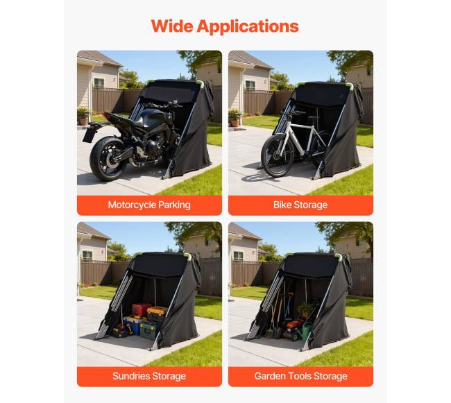 Motociklo saugojimo pastogė su užraktu, 600D oksfordinė danga4