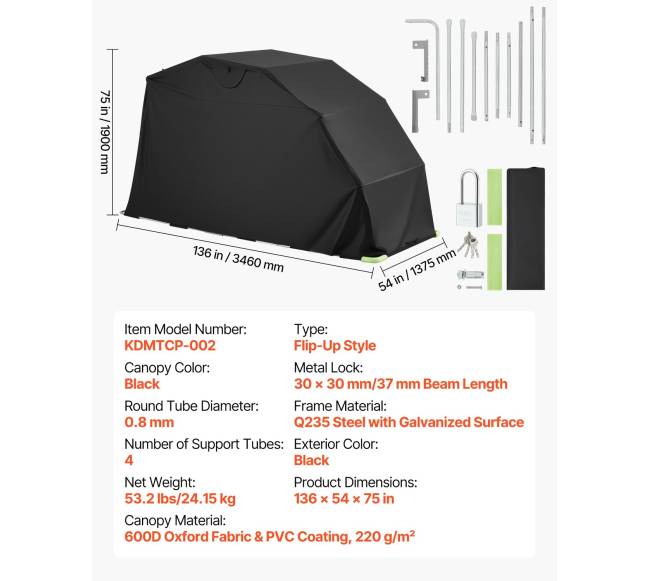 Motociklo pastogė su apsaugine spyna6