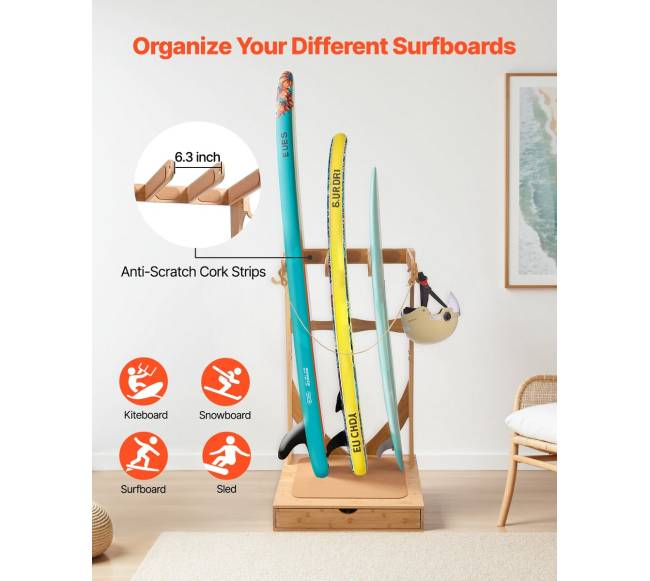 Vertikali trijų lygių banglentės stovas1