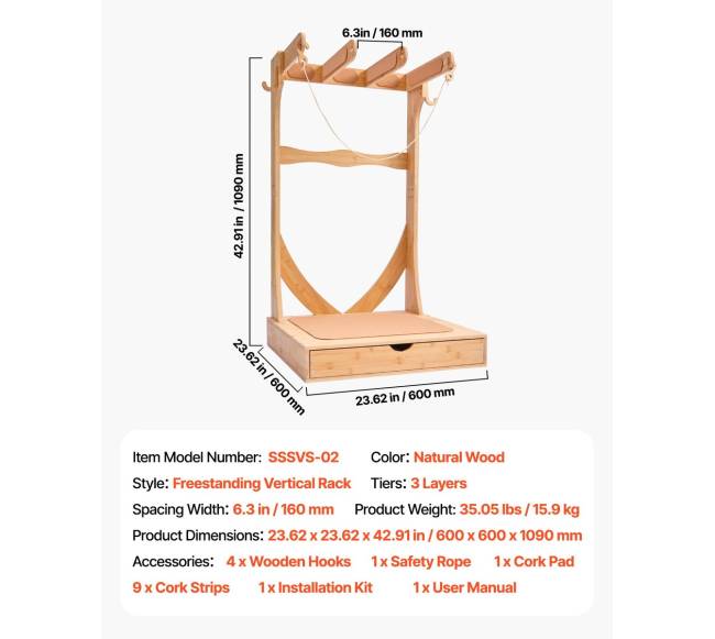 Vertikali trijų lygių banglentės stovas6