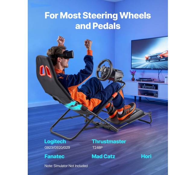 Nešiojamas lenktynių vairo stovas, juodas1