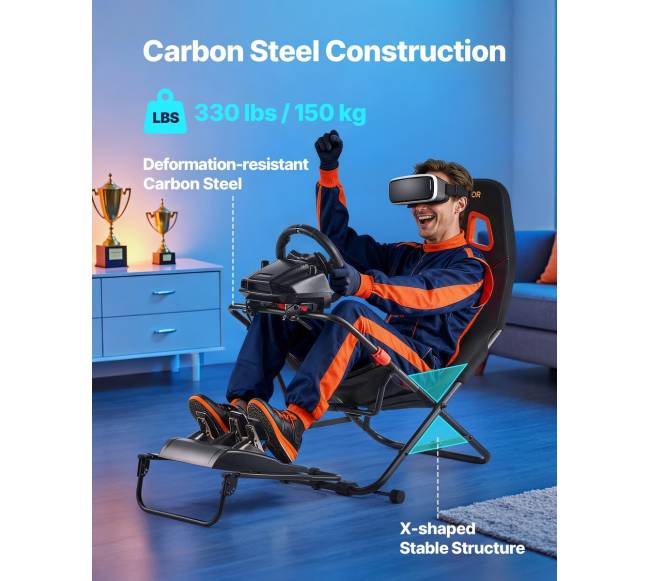 Nešiojamas lenktynių vairo stovas, juodas2