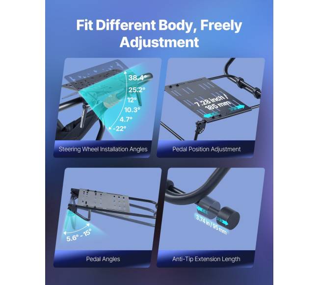 Nešiojamas lenktynių vairo stovas, juodas3