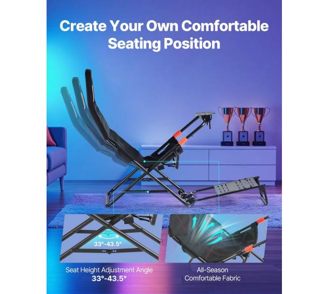 Nešiojamas lenktynių vairo stovas, juodas4