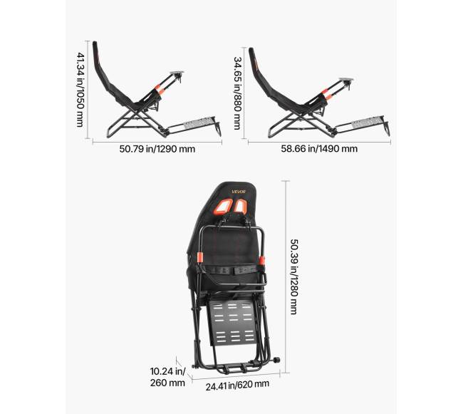 Nešiojamas lenktynių vairo stovas, juodas6