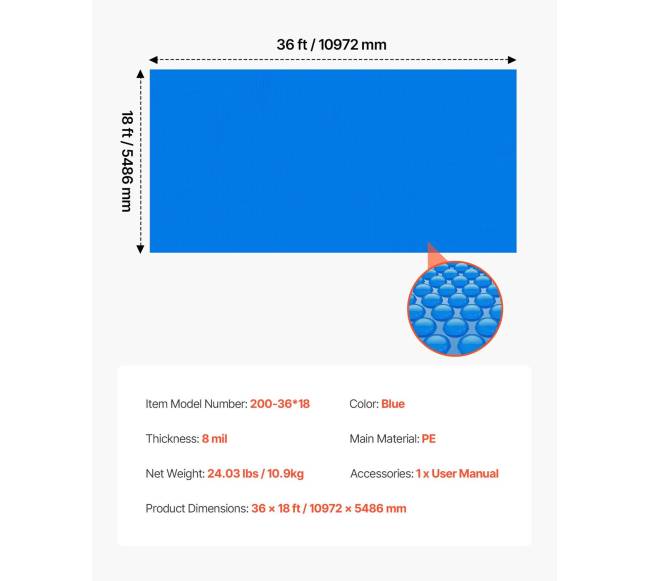 Baseino dangtis nuo saulės 10.97 x 5.49 m6