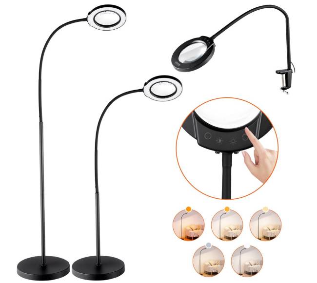 Didinamasis stiklas su šviesa ir stovu0