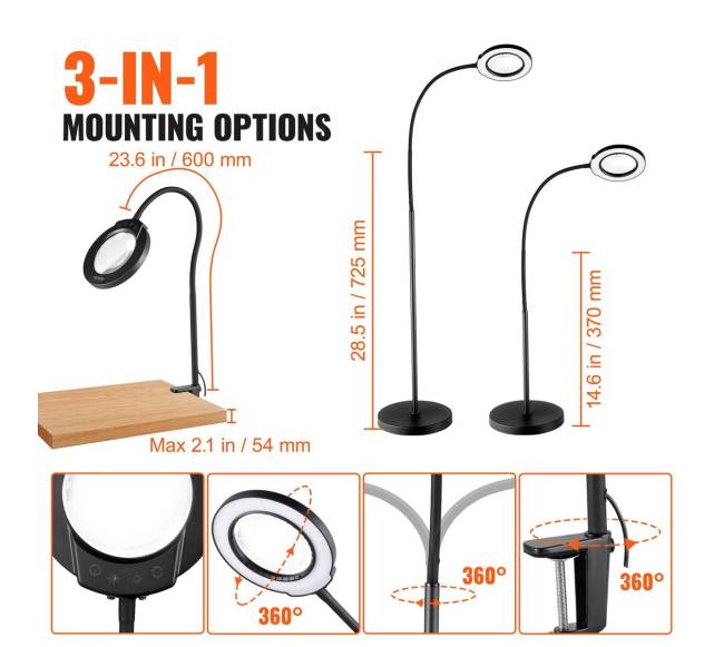 Didinamasis stiklas su šviesa ir stovu5