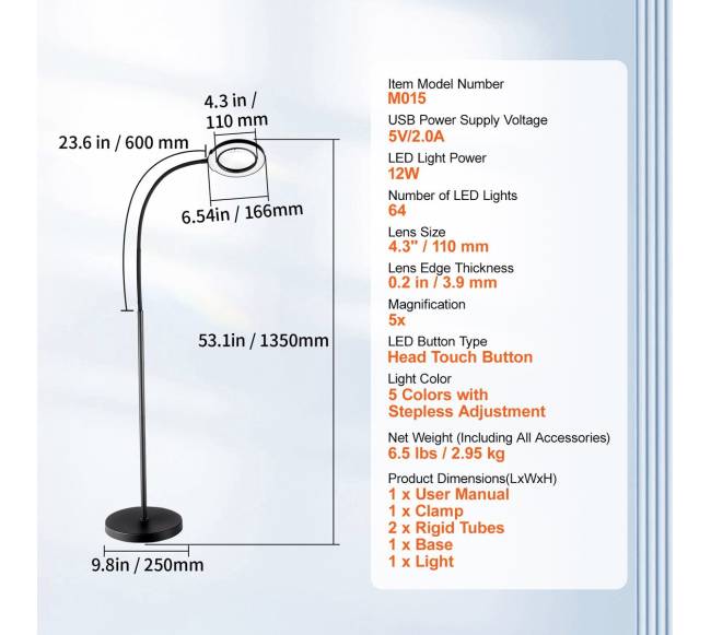 Didinamasis stiklas su šviesa ir stovu6