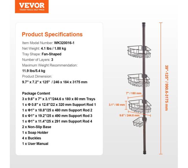 Kampinė įtempimo dušo lentyna6