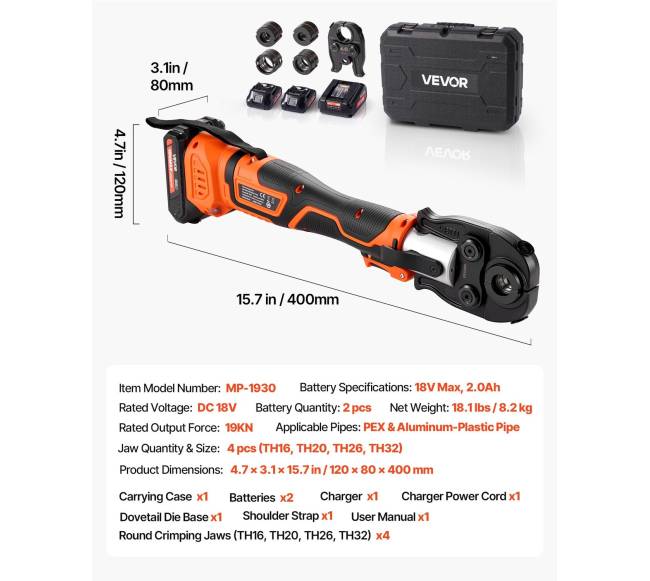 Belaidis vamzdžių presavimo įrankių rinkinys 18V6