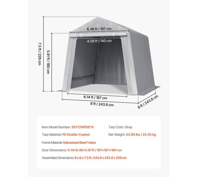 Lauko sandėliavimo pastogė 8x8 ft6