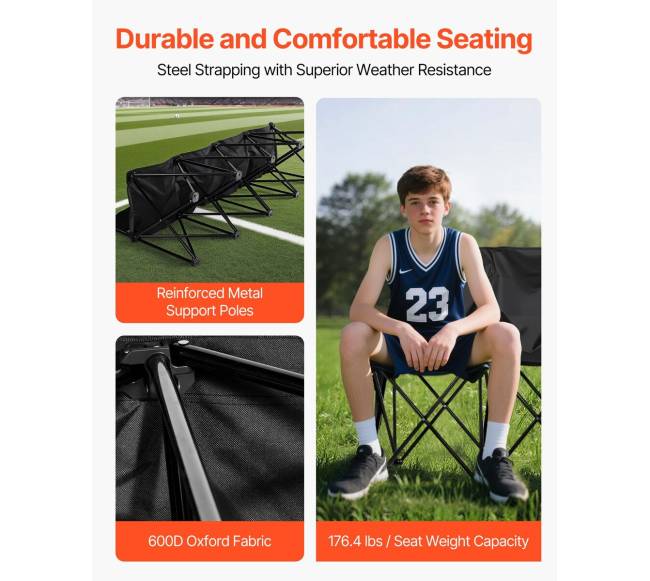 Nešiojama sulankstoma kėdė su 4 vietomis ir kišenėmis2
