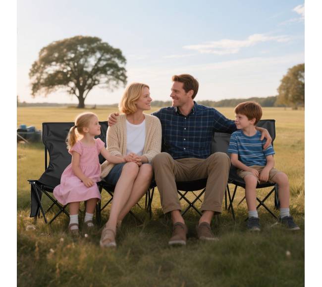 Nešiojama sulankstoma kėdė su 4 vietomis ir kišenėmis7