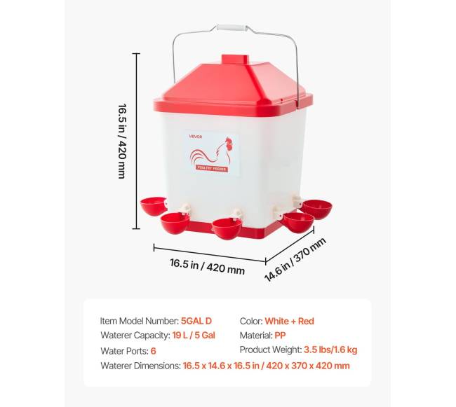 19 l automatinis vištų girdytuvas su 6 vandens taškais5