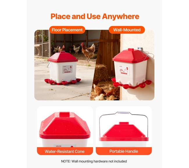 19 l automatinis vištų girdytuvas su 6 vandens taškais6