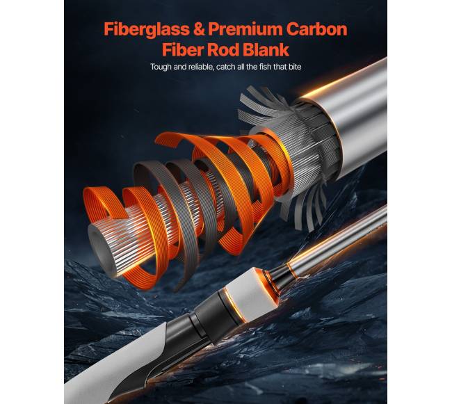 Žvejybos meškerės ir ritės komplektas, 2 m ilgio1