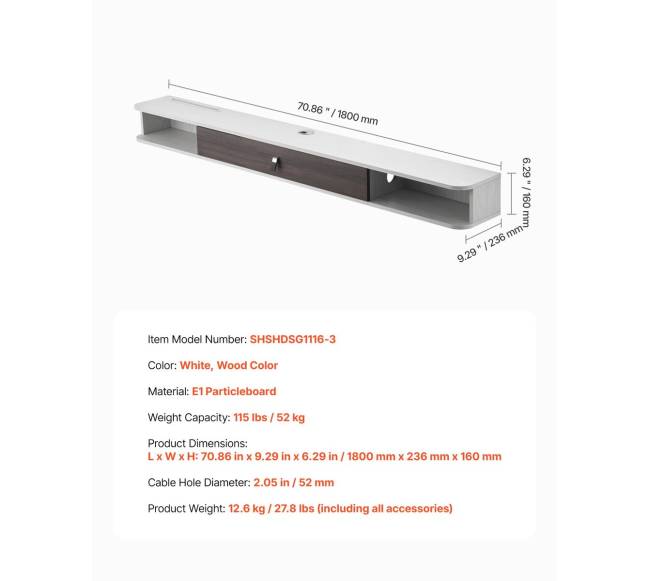 Pakabinama TV spintelė su kabelio anga6