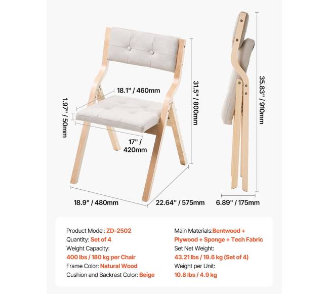 Medinės sulankstomos kėdės 4 vnt.6