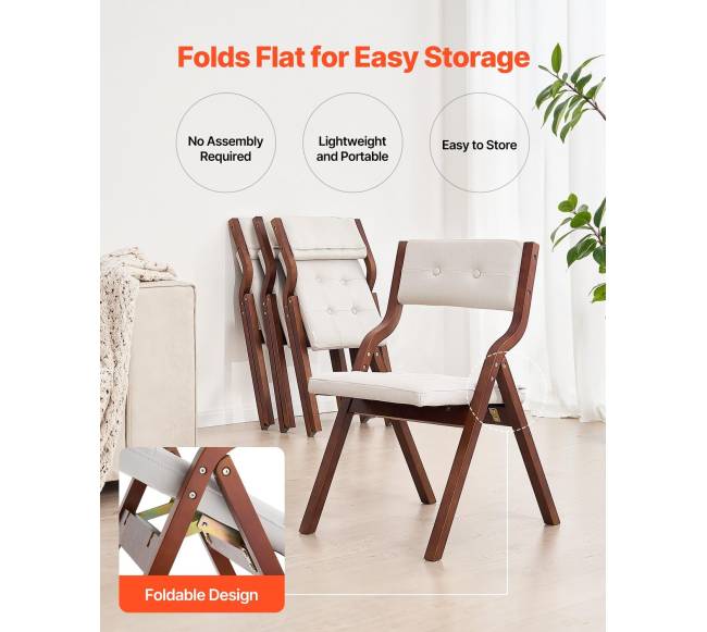 Medinės sulankstomos kėdės su pagalvėlėmis, 2 vnt.3