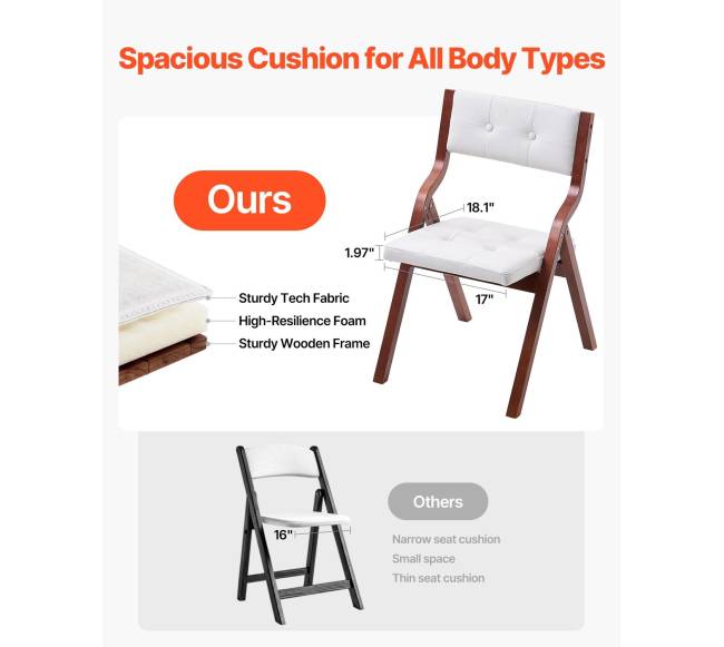 Medinės sulankstomos kėdės su pagalvėlėmis, 2 vnt.4