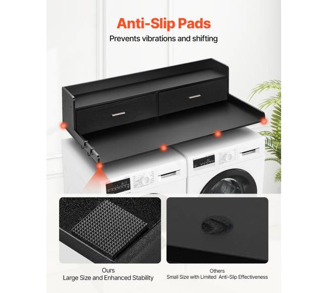 Skalbimo mašinos ir džiovyklės stalviršis su stalčiais ir lentyna4