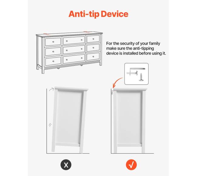 9 stalčių balta komoda su slankiojančiu ir apsauginiu įtaisu6