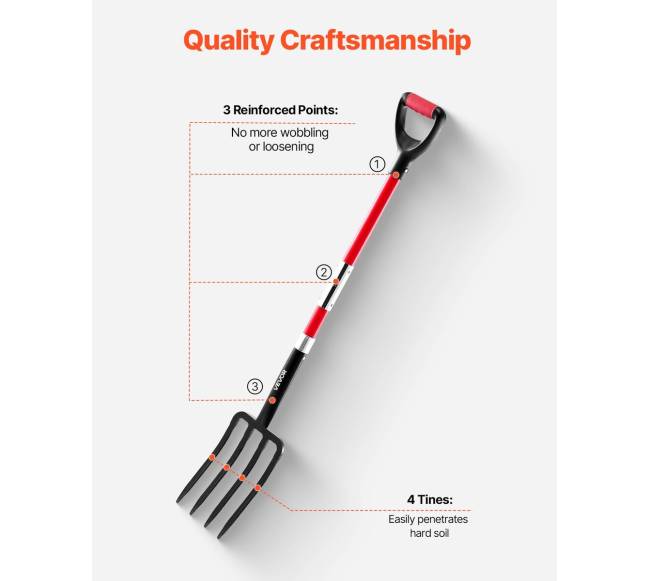 4 dantų sodo šakė su stiklo pluošto rankena4