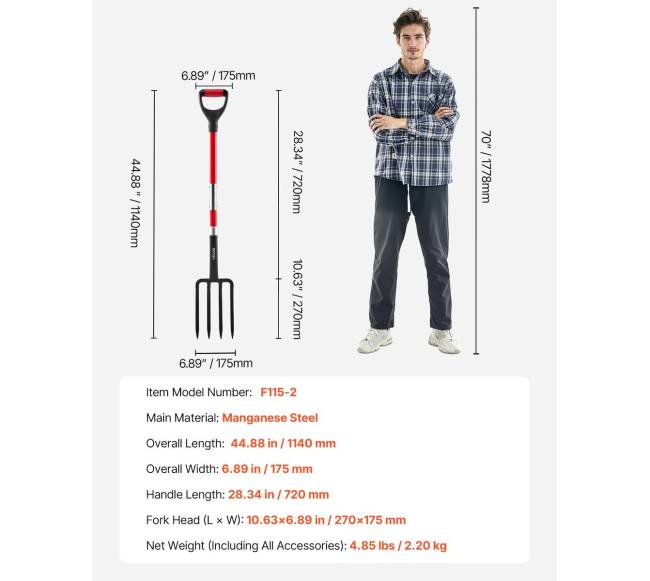 4 dantų sodo šakė su stiklo pluošto rankena6