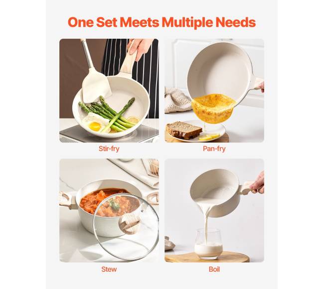 17 dalių granitinė neprideganti virtuvės puodų rinkinys3