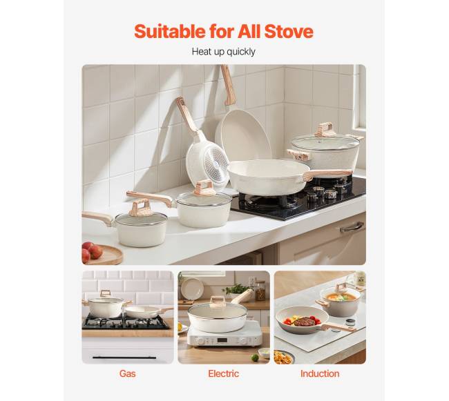 17 dalių granitinė neprideganti virtuvės puodų rinkinys5