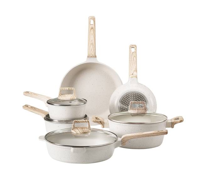 17 dalių granitinė neprideganti virtuvės puodų rinkinys10