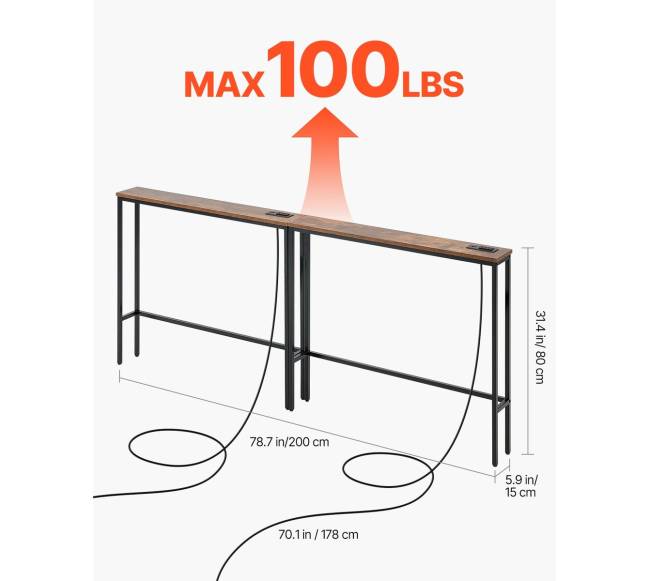 Siauras konsolinis stalas su įkrovimo stotele2