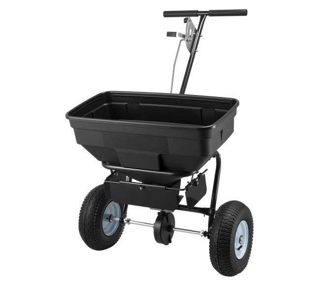 Strėlytinis žoliapjovės trąšų barstytuvas su reguliuojama srauto kontrole0