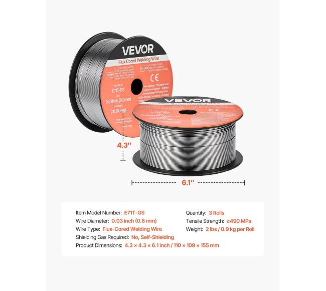 Srauto šerdis suvirinimo viela, 0.8mm, 0.9kg (3 ritės)6